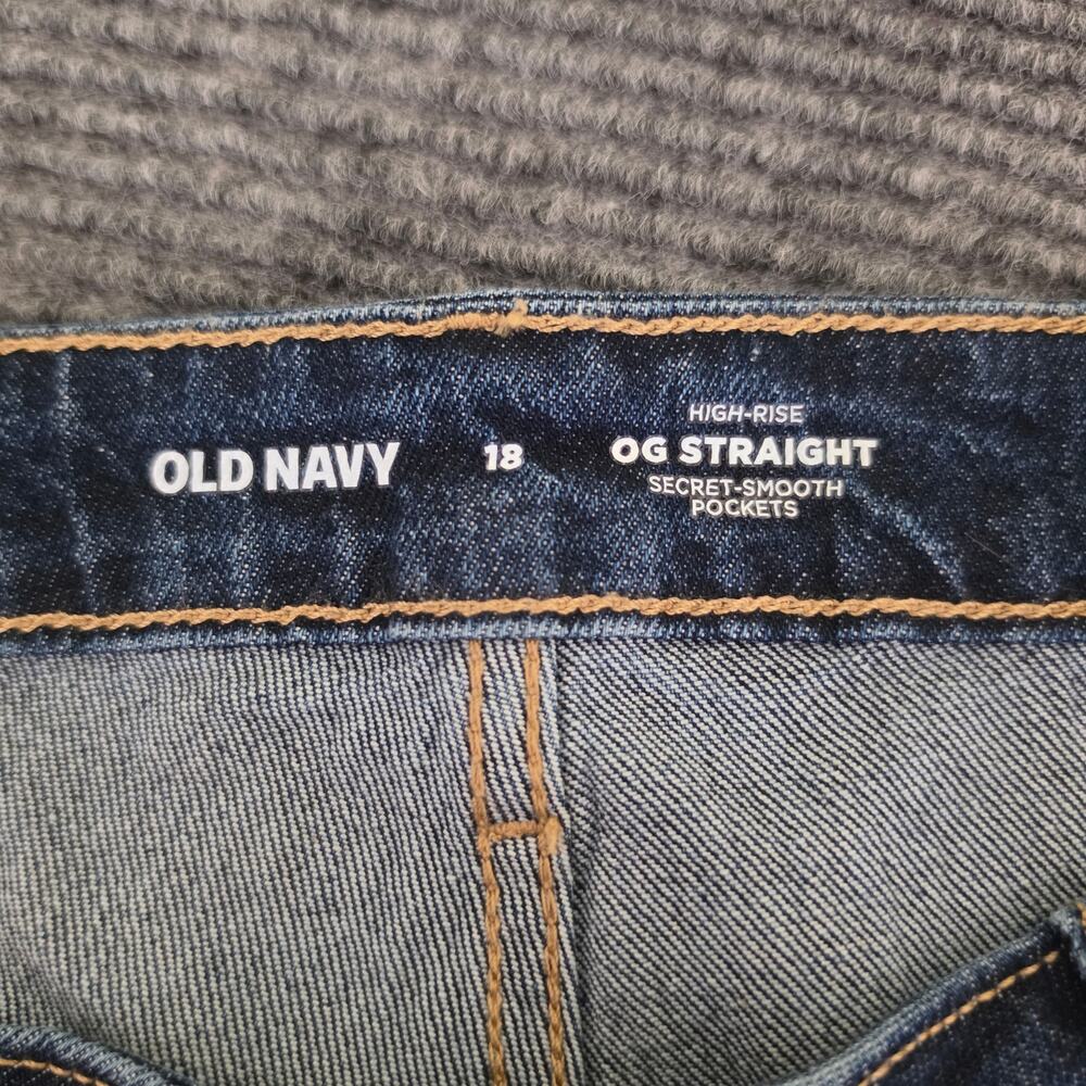 Old Navy Women's Size 18 High-Rise OG Straight Frayed Hem Button Fly Denim Jeans - Picture 5 of 7
